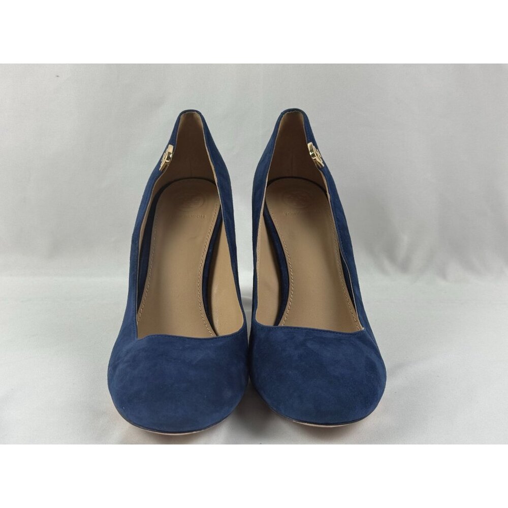 Tory Burch Elizabeth 85mm Round-Toe Pump Royal Navy Suede 9.5 US - Picture 2 of 9
